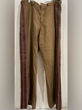 Made in Japón Men's Brown Chinos with Burgundy Side Stripes